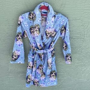 Disney Frozen II Elsa Cozy Blue Plush Robe Sz 8